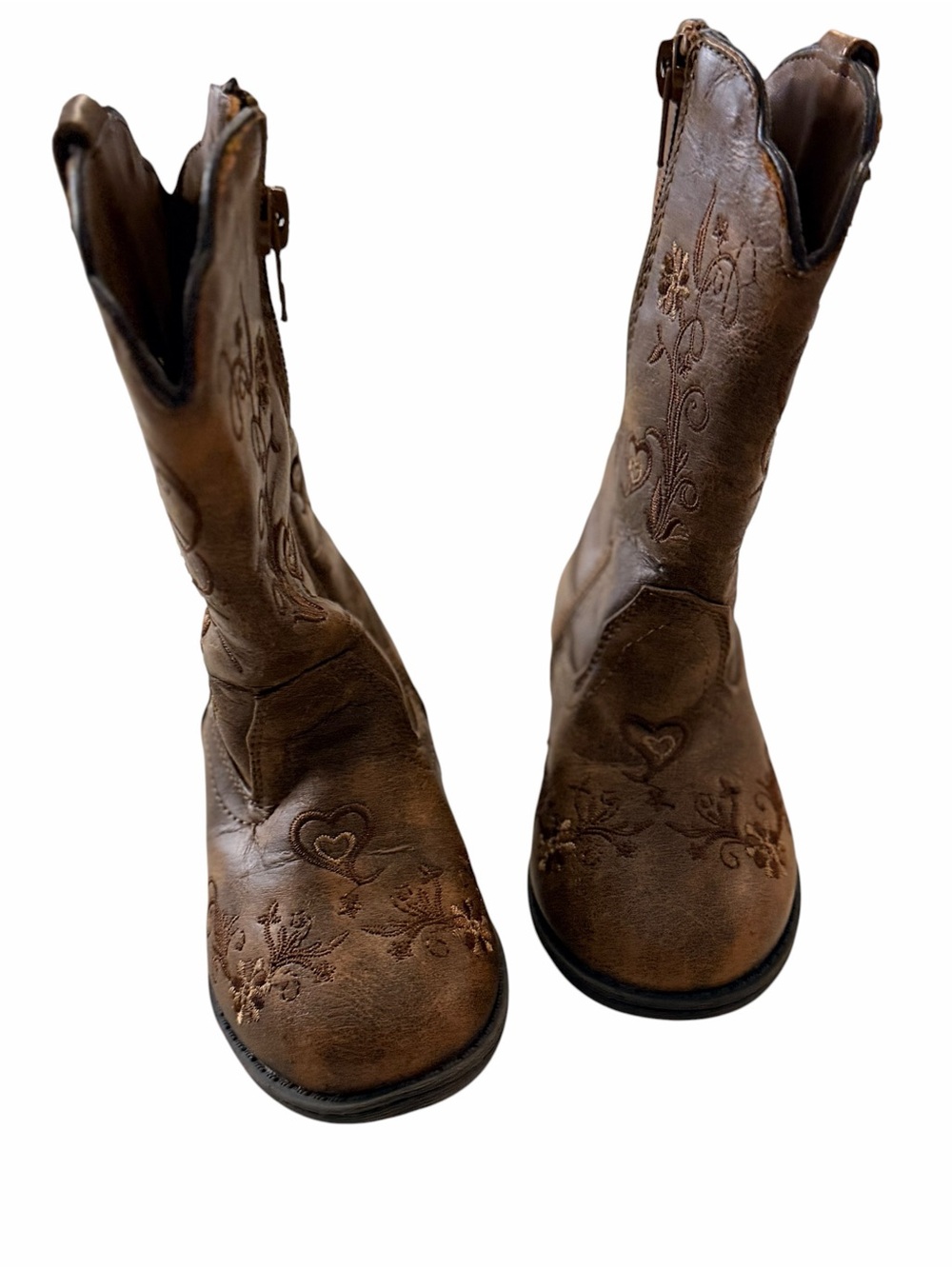Kids Brown Embroidered Western Boots - Classic Cowboy Style - Picture 4 of 5